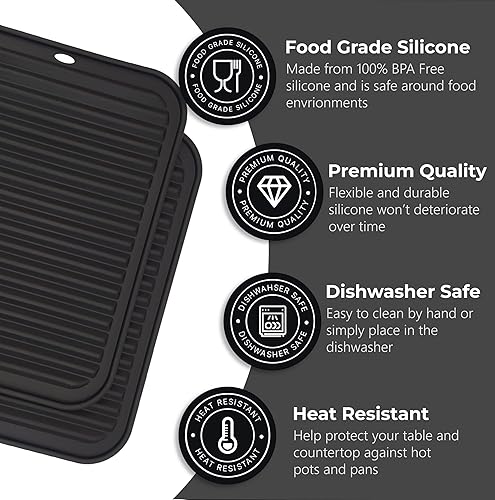 Miniatura 2 de Salvamanteles de silicona para platos calientes, ollas, sartenes (paquete de 4)  Soportes de ollas resistentes al calor para alfombrillas de