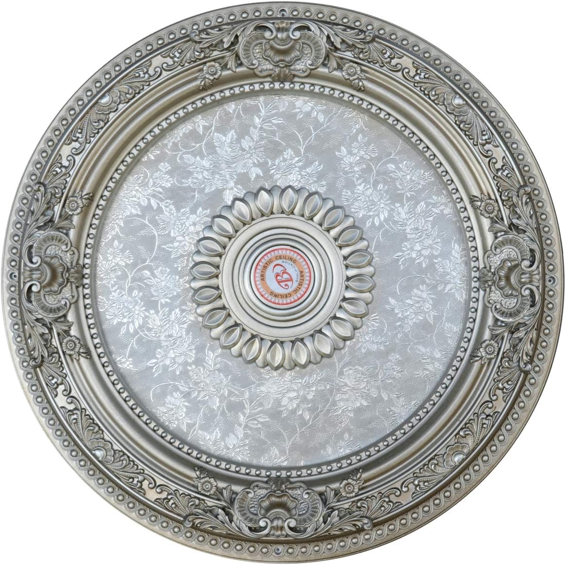 12012996 Petite Round Champagne Ceiling Medallion, Silver