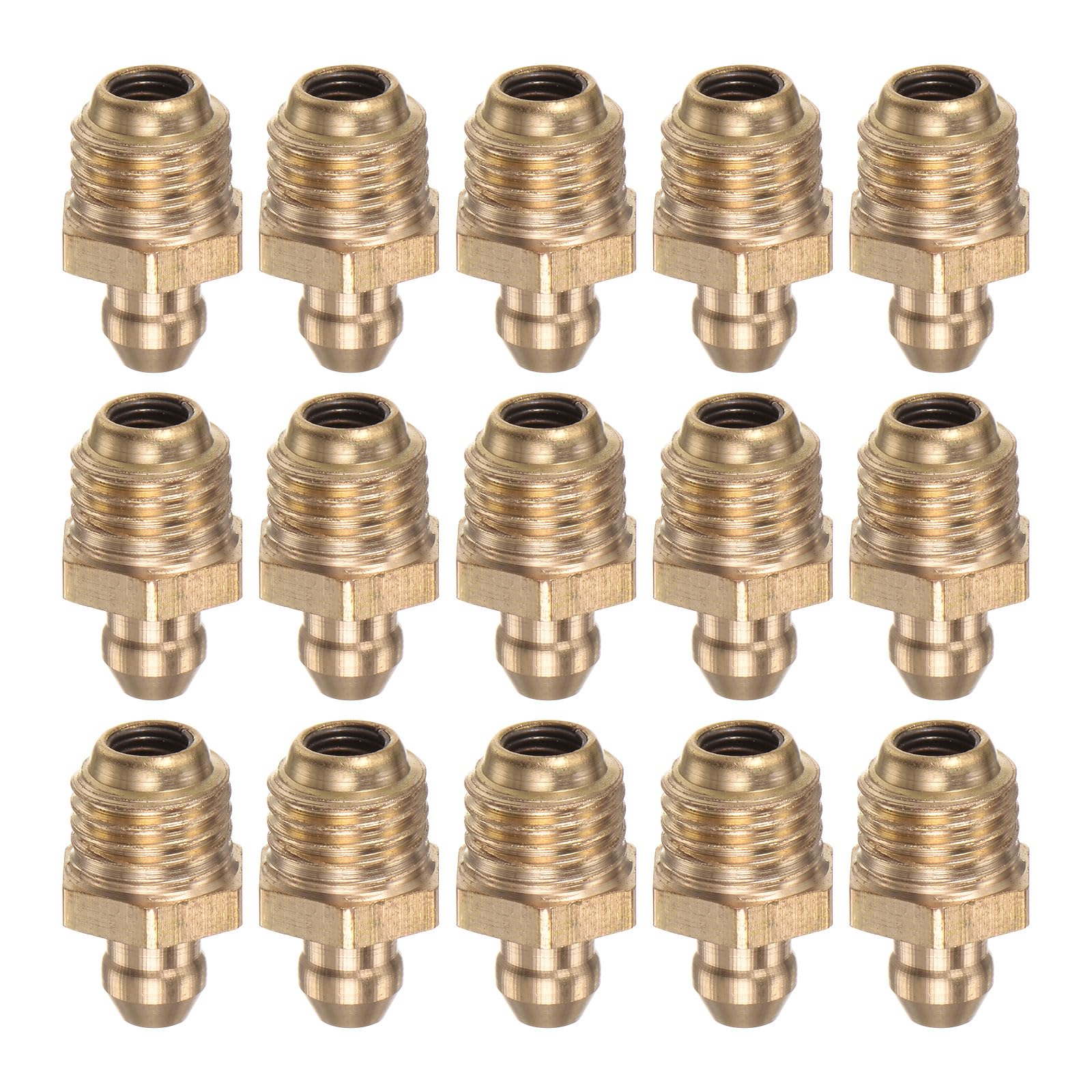 HARFINGTON 15pcs Brass Straight Grease Fitting M10x1.25mm Metric Thread Hydraulic Grease Nipple Accessories for Car