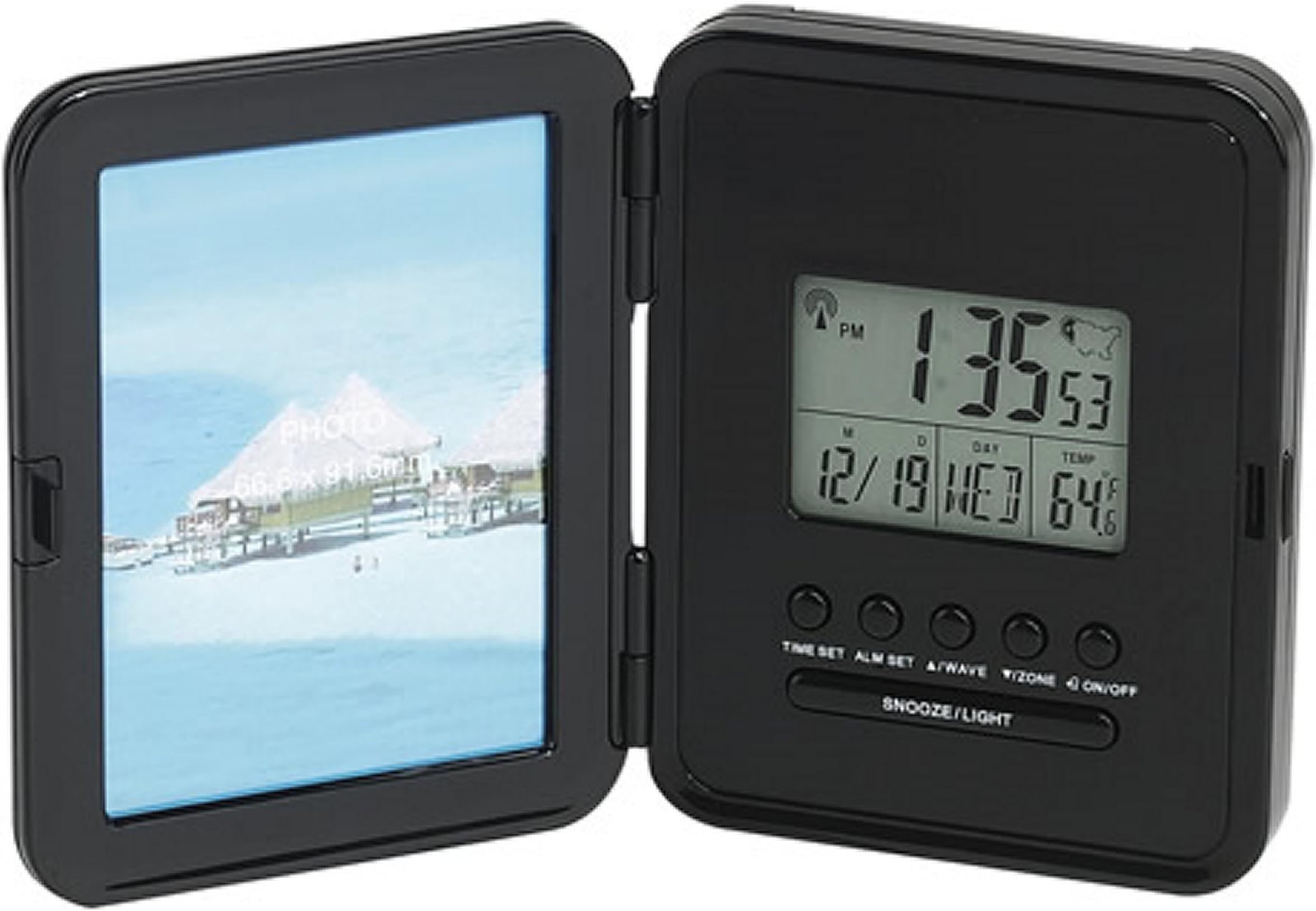 Atomic Desk Clock With Photo Frame Computers, Electronics, Office Supplies, Computing