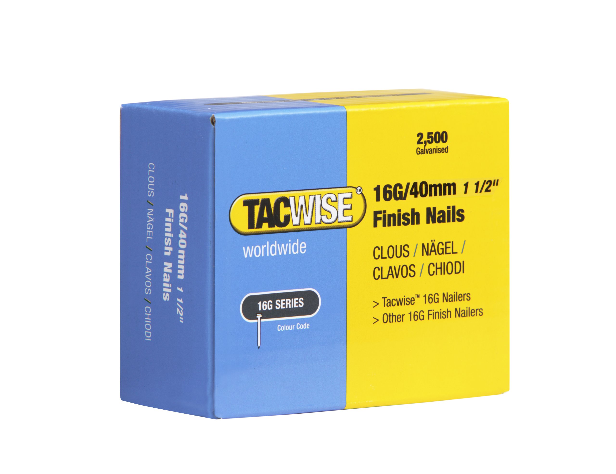 Tacwise 0319 Type 16G / 40 mm Galvanised Finish Nails, Pack