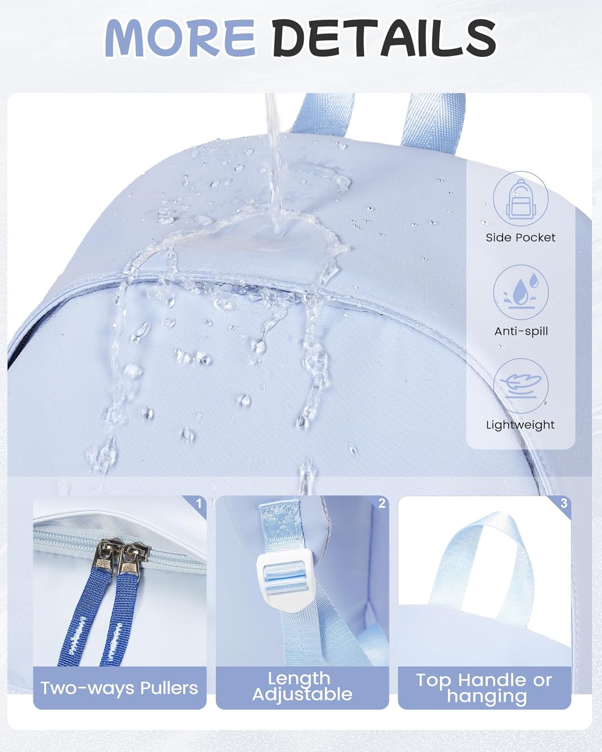 School Backpack for Teen Girls,Simple School Book Bag Waterproof High School Backpack for Boys Middle Student Bookbag College Backpack for Women Men Casual Daypack Travel Aesthetic Backpacks Blue - Image 5