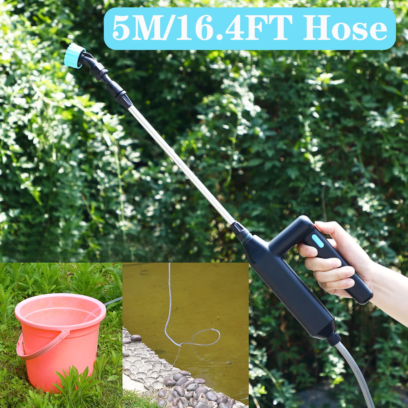 DOUBFIVSY Rechargeable Electric Plant Sprayer – 3 Nozzles, 3M Hose, Telescoping Wand For Garden & Yard