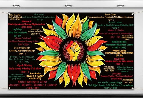 Nepnuser Telón de fondo para cabina de fotos del mes de la historia negra, decoración de fiesta nacional afroamericana, decoración de girasol,