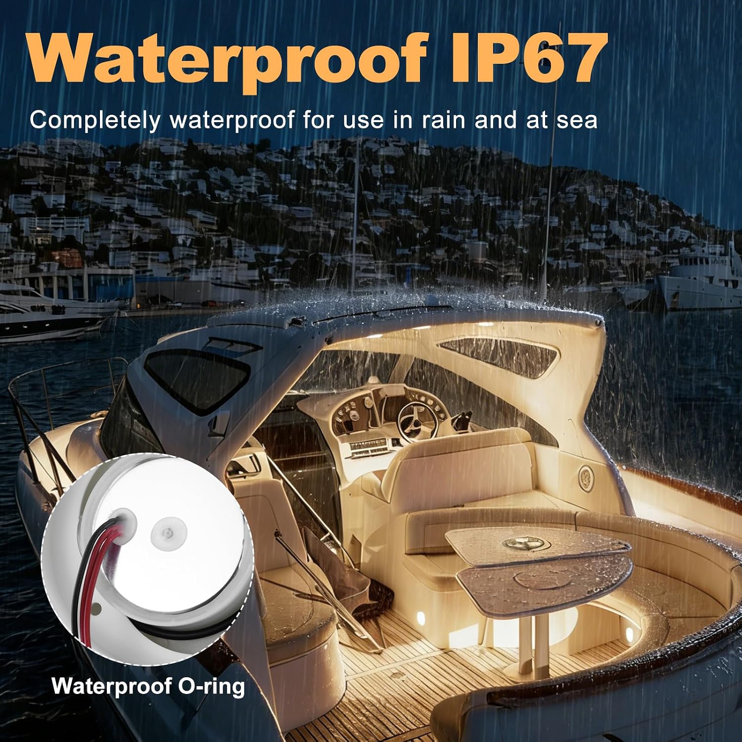 Boat Interior Lights, 3" Courtesy Deck Lights White Red 12V Ceiling Cabin | Waterproof 12V Exterior Dual-Color Easy Installation Boat Deck Lights Marine Courtesy Lights for Pontoon RV Fishing Boat