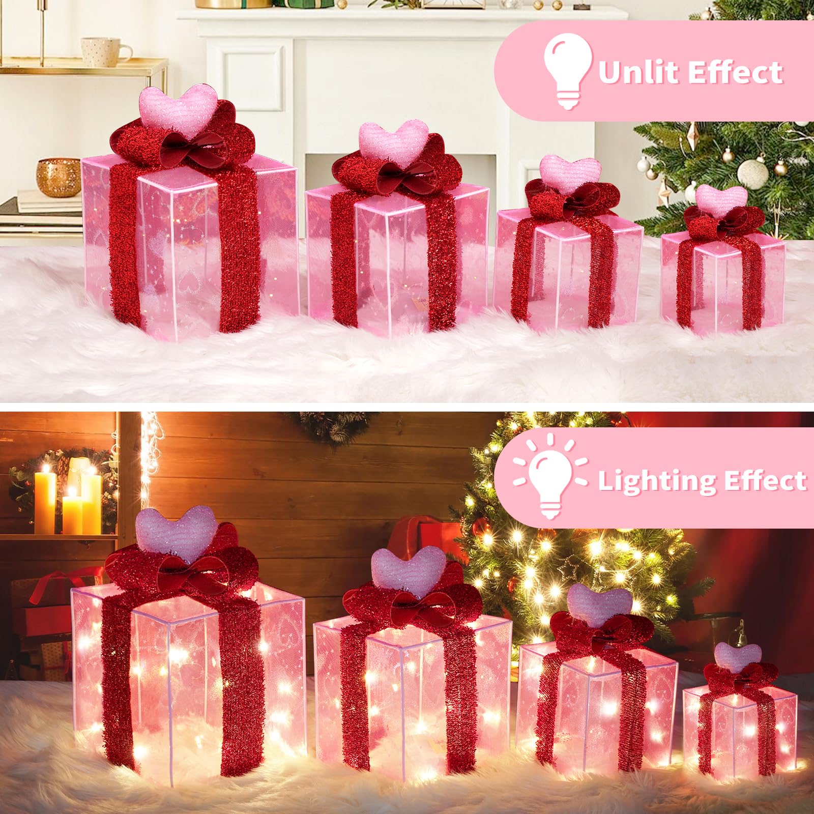 Gostoto 9.8 Ft 20 LED Red Pink White Rose Flower String Lights Battery Operated Fairy Lights Decorations For Date Wedding Valentine's Day Party Bedroom - View #8