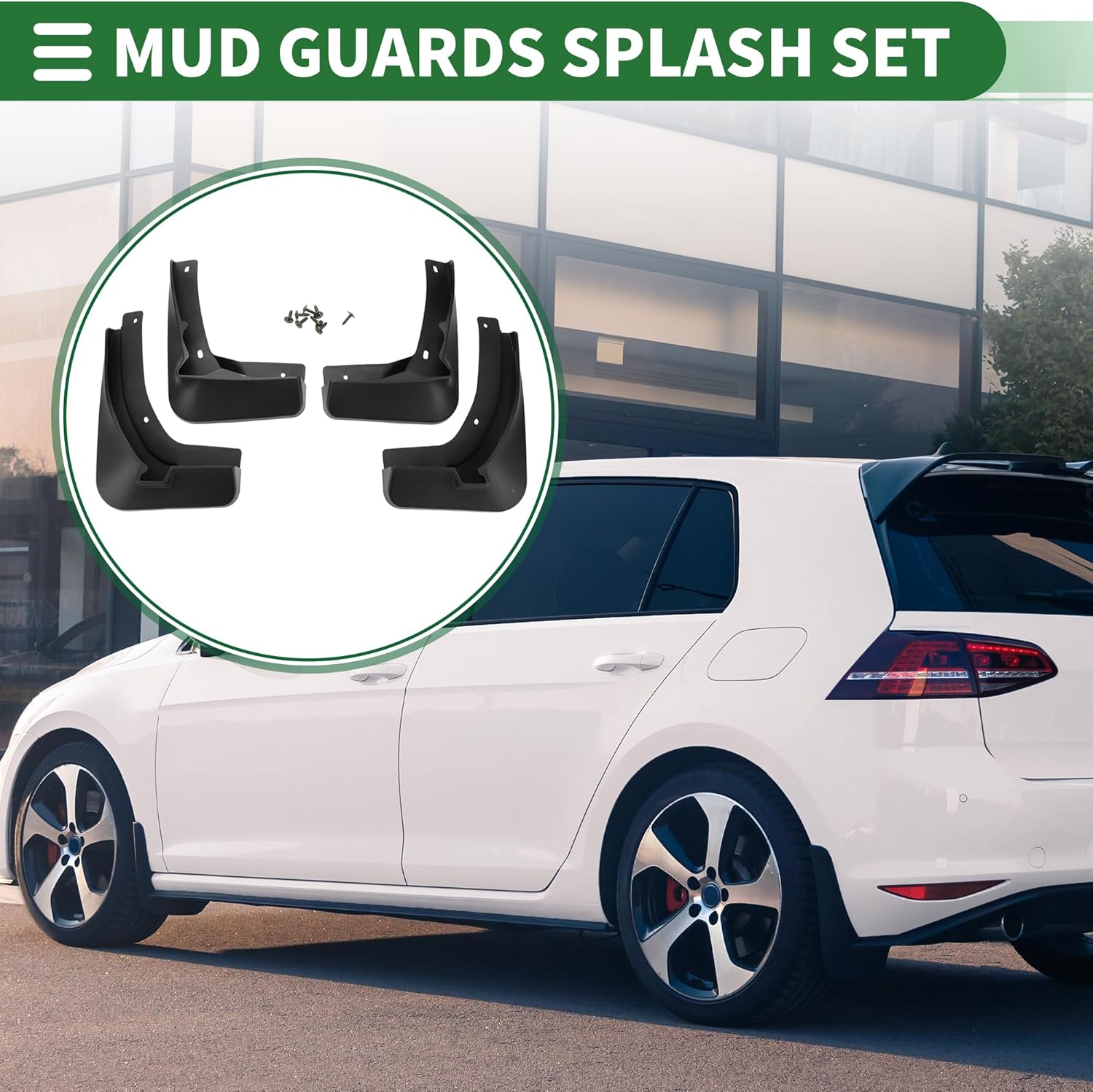 Motoforti Mud Flap Splash Guard Mud Guard for Volkswagen GTI (Hatchback) 2015-2017 Plastic W/Mount Accessories Black
