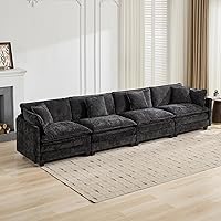 Vista 43 de Modernos y acogedores sofás seccionales para sala de estar, cómodos sofás seccionales verdes, sofá para sala de estar, sofás y sofás (negro, otomano)