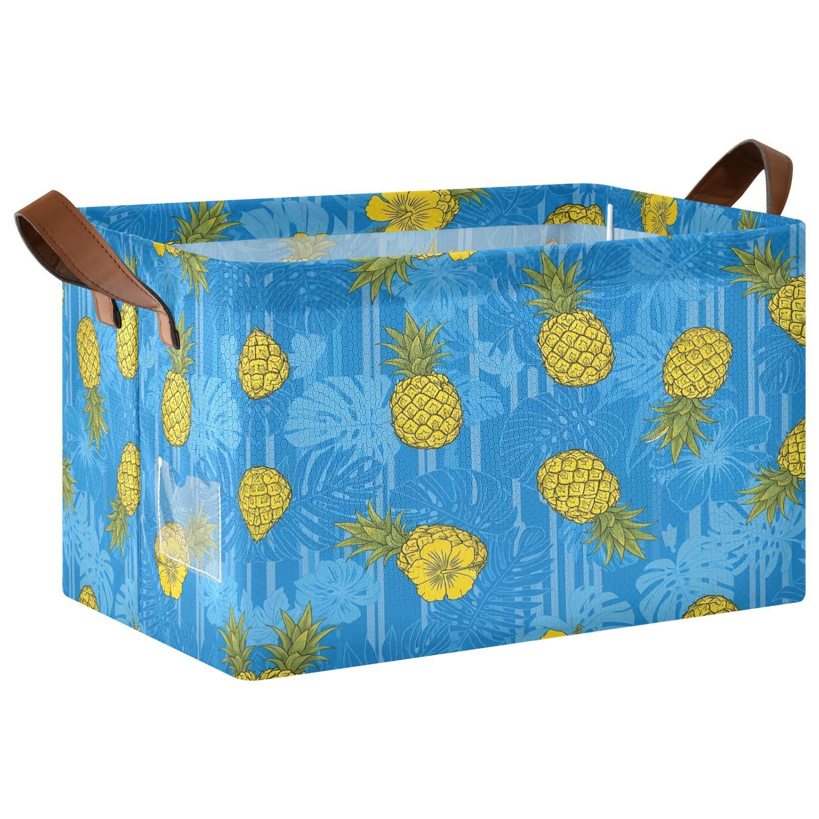 Cgiub Pineapple Storage Basket Waterproof Foldable Storage Bin Baby Laundry Basket Closet Organiser for Nursery Decor Home Organizing