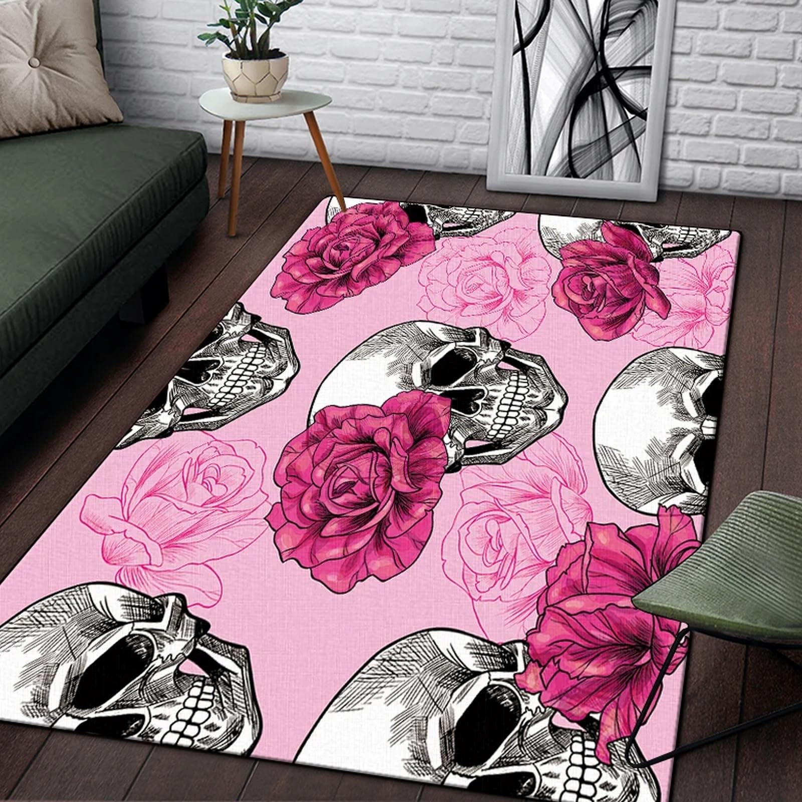 Tappeti 3D Fiore Di Rosa Teschio Retrògaming Tappeti Per Bambini Adolescenti Tappeti Camera Da Letto Soggiorno Tappeti Salotto Bagno Cucina Moderni Lavabile Antiscivolo Gamer Room Decor 120-3J7Y5B7J1
