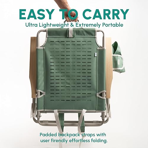 Miniatura 4 de SUN'Y Escapes - Silla de playa tipo mochila, fabricada con plásticos encuadernados al océano, personalizable con accesorios MOLLE, ultraligera,