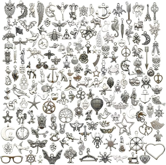 YoudiylaUK Wholesale Bulk Lots 200Pcs Tibetan Silver Charms Pendant Fitting for DIY Necklace Bracelet Earrings Jewellery Making Accessories WM332