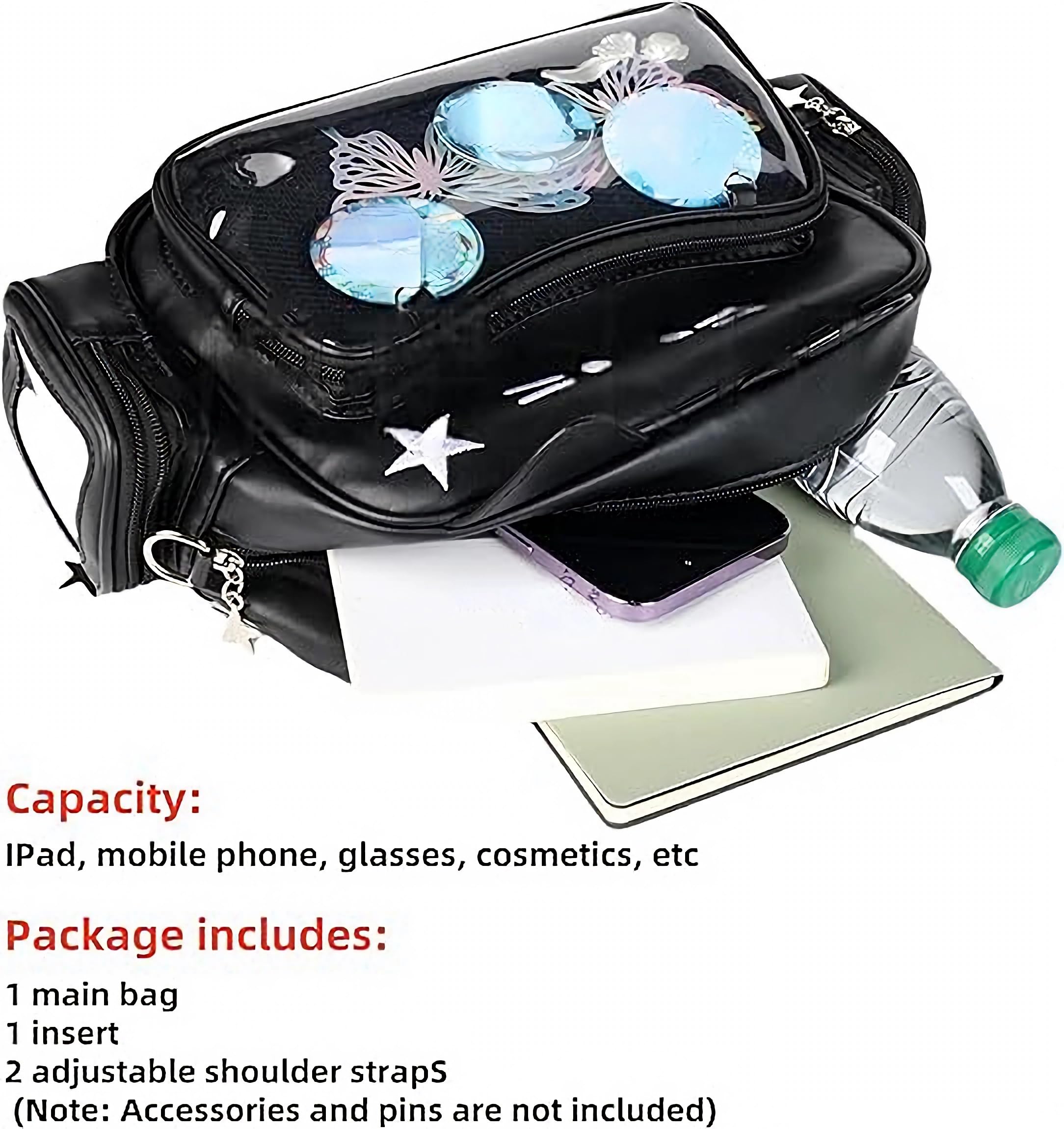Zaino con display pin per ragazze della scuola con materiale in pelle PU - Kawaii Cat Ita Bag Preppy Y2k Estetica Borsa a tracolla con inserto