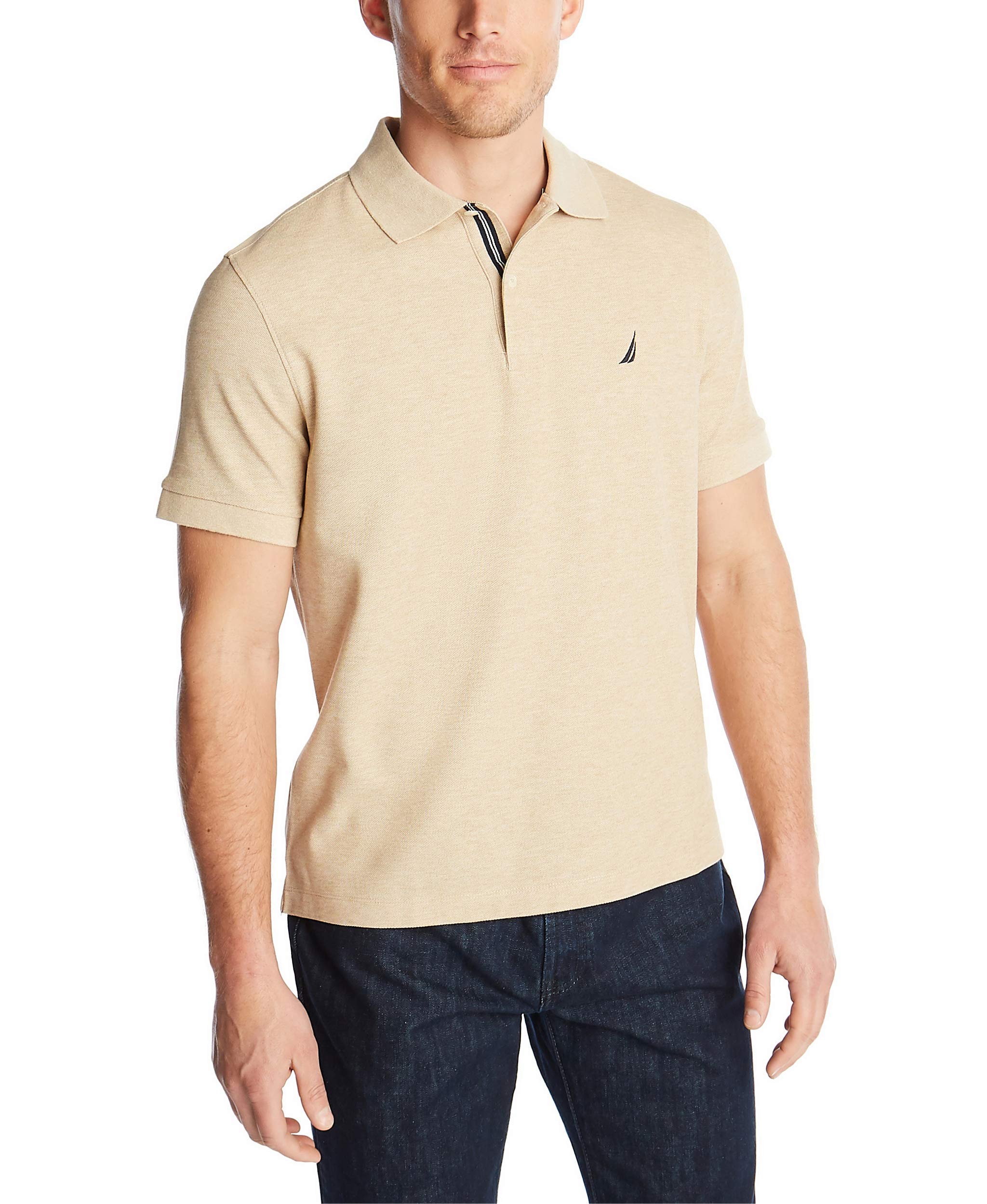 Nautica Men's Solid Deck Shirt, Coastal Camel Heather, XL