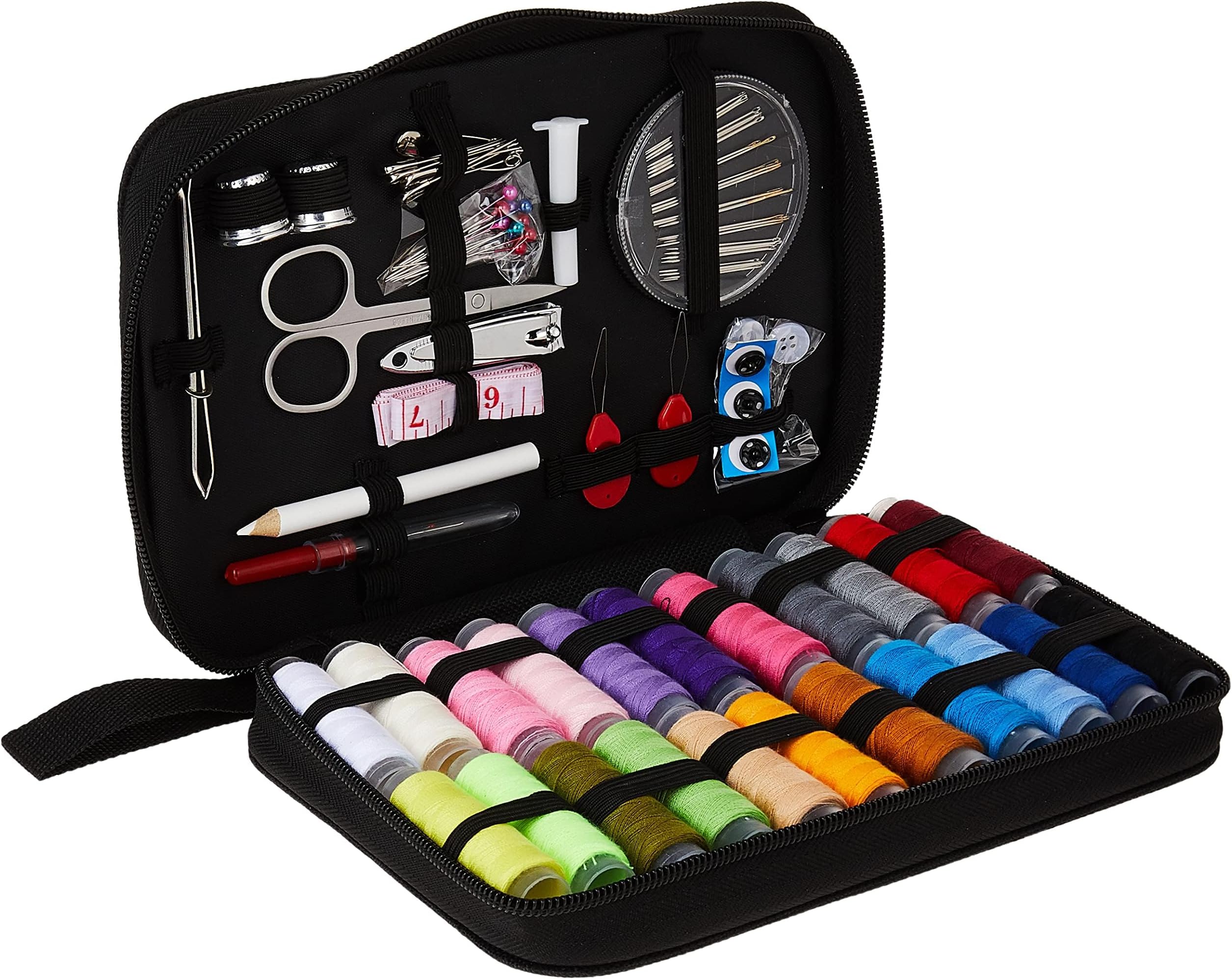 Sewing Kit Gifts for Grandma, Mom, Friend, Adults Beginner Kids Traveler, Portable Sewing Supplies Accessories with Case Contains Thread, Needle, Scissors, Measure Tape, Thimble etc (Black)