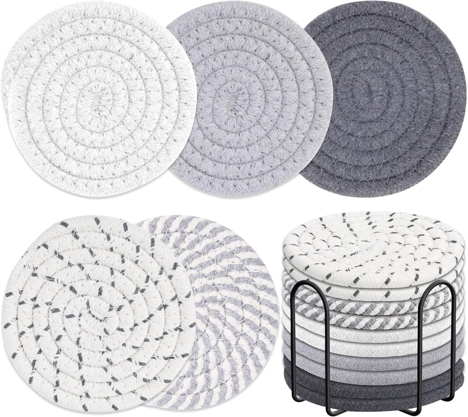 12 Pieces Braided Cup Coasters Round Woven Coasters Drink