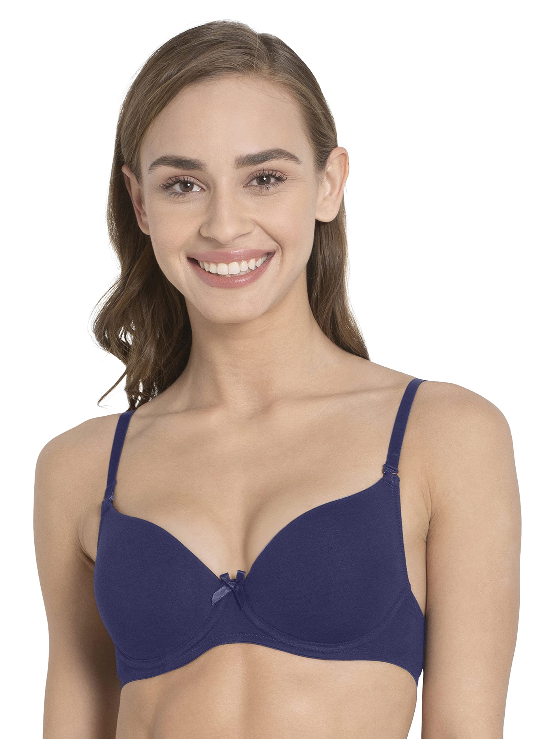 Jockey1245 Women's Under-Wired Padded Super Combed Cotton Elastane Stretch Medium Coverage Multiway Styling T-Shirt Bra with Detachable Straps