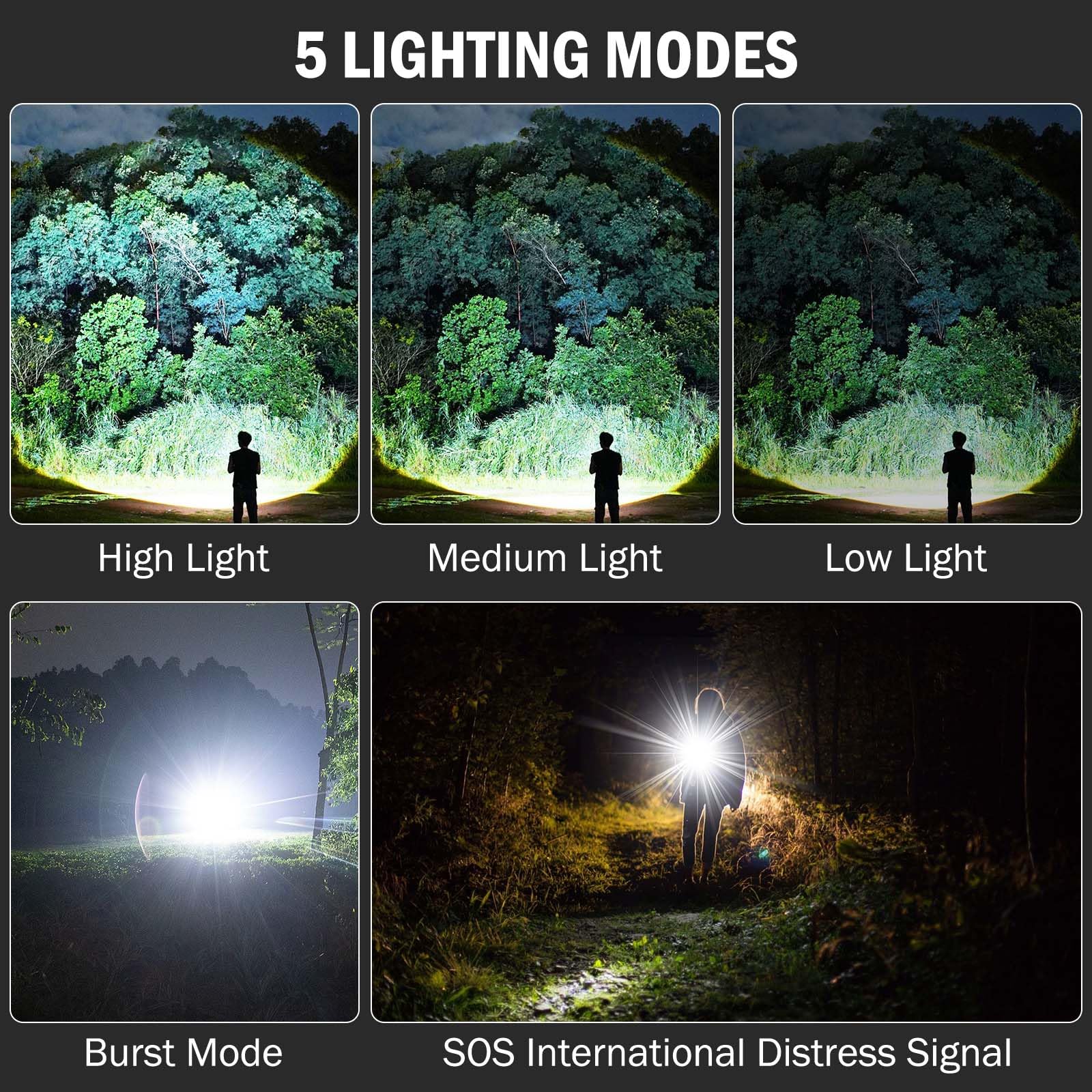 Flashlights High Lumens Rechargeable LED Flashlight 990000 Lumen Super Bright High Powered Flash Light USB Powerful IPX6 Waterproof Handheld