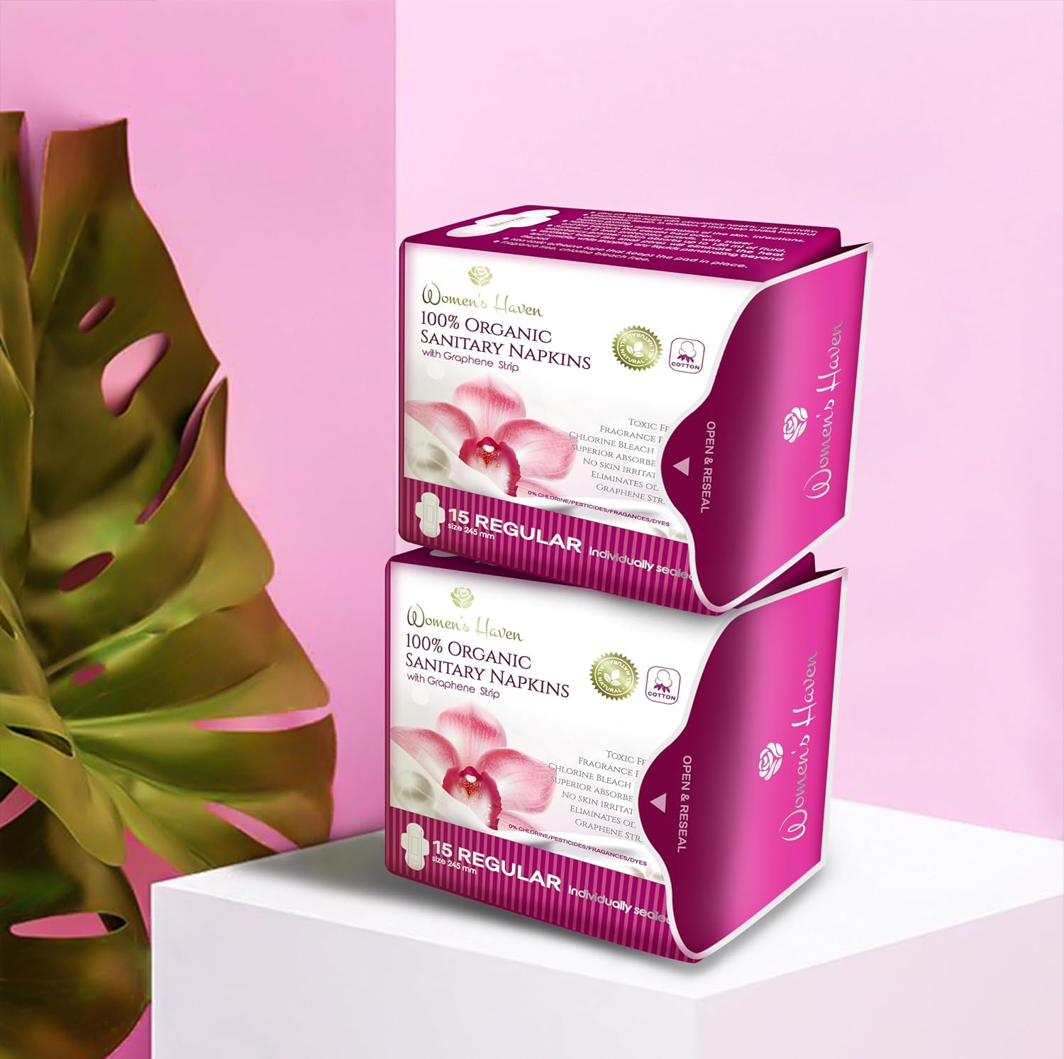 Women's Haven Organic Sanitary Napkins (Regular Pads) with Resealable Packaging image 5