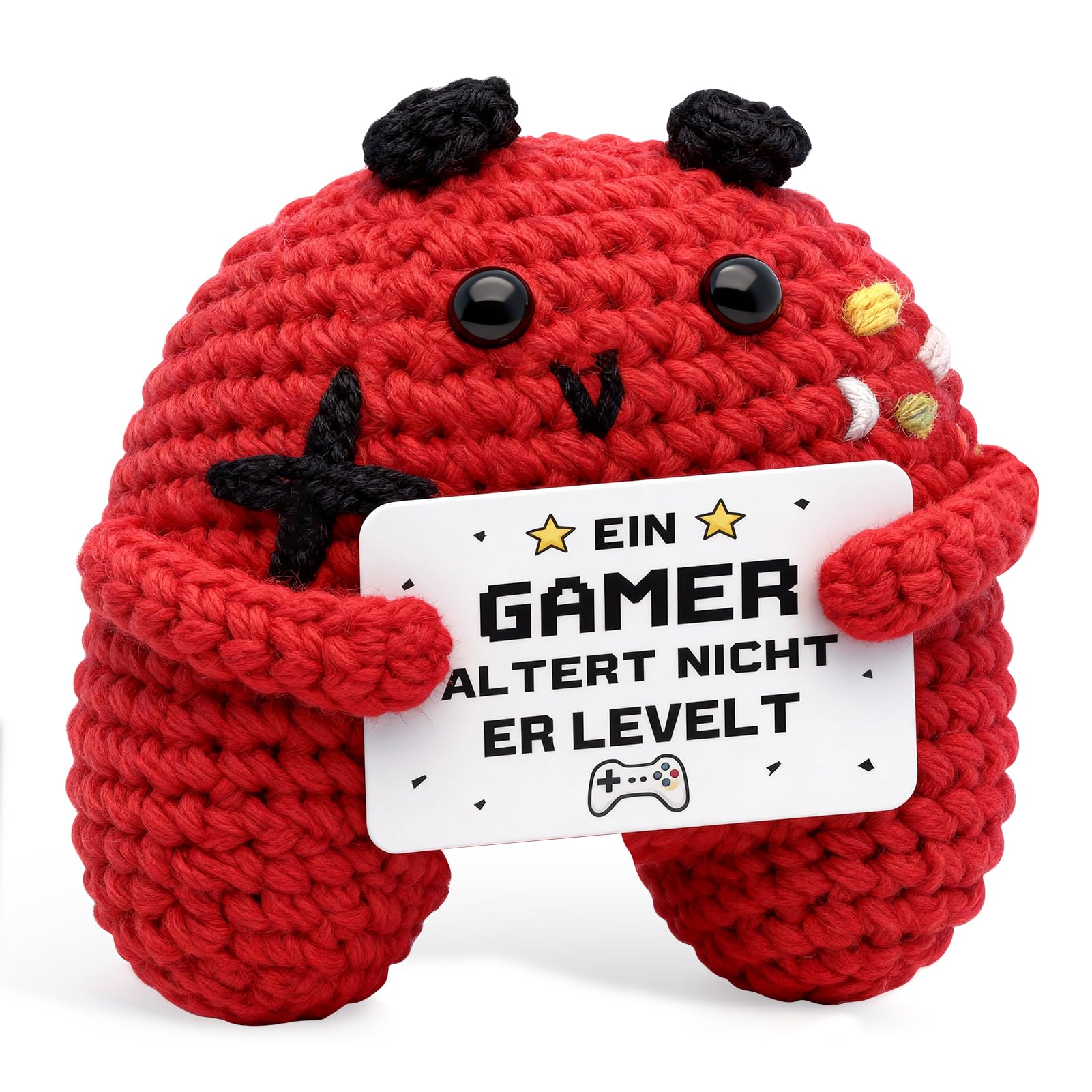 Meanju Gamer Geschenk für Männer - Gehäkelter Gamecontroller, Gaming Deko Pocket Hug Positive Lustige Kleines Geburtstagsgeschenk für Männer Jungen zum Vatertag und Geburtstag