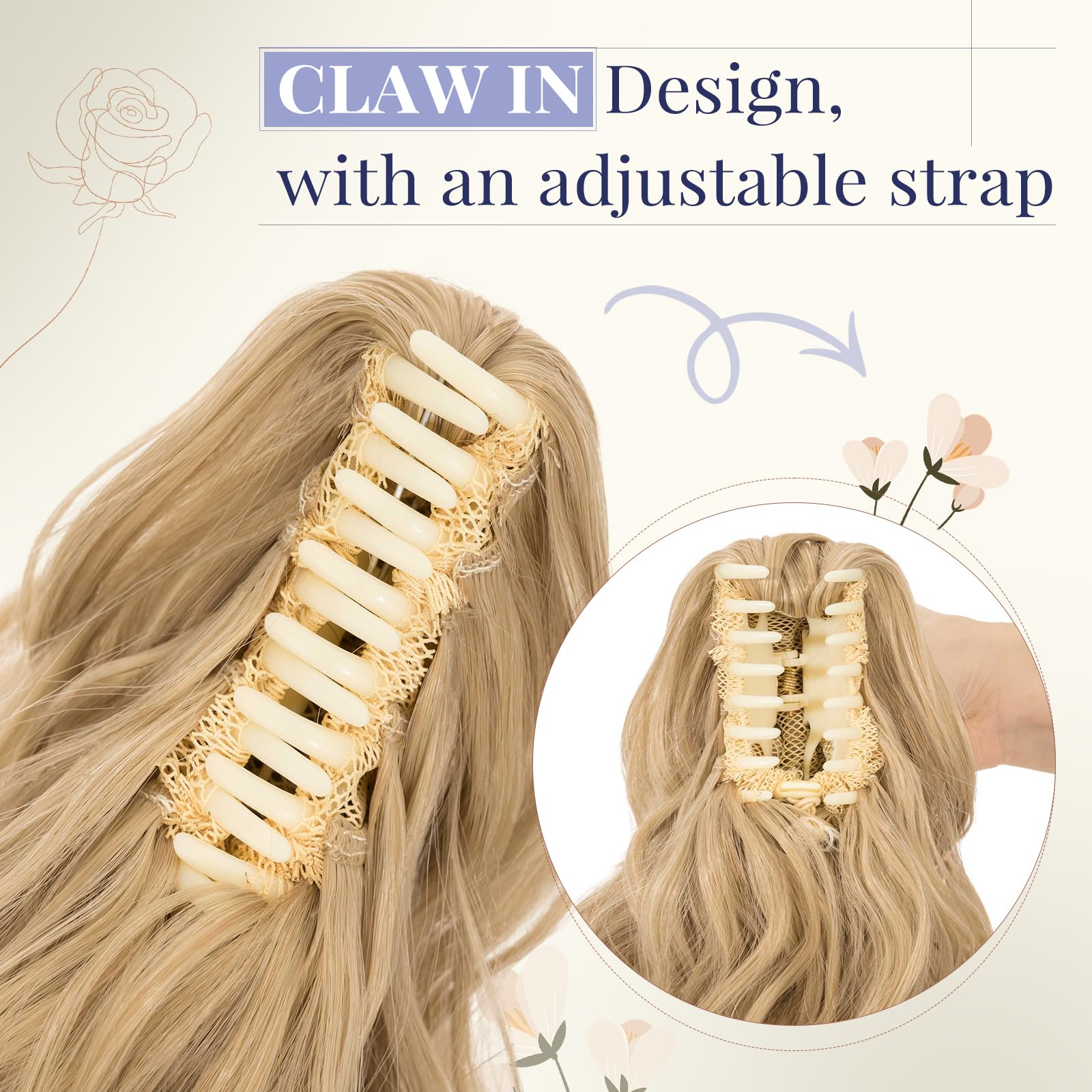 TESS Claw On Ponytail Extension Matte Material 14 Inch/37cm Curly Wavy Clip In Pony tail Synthetic Hairpiece - Image 4