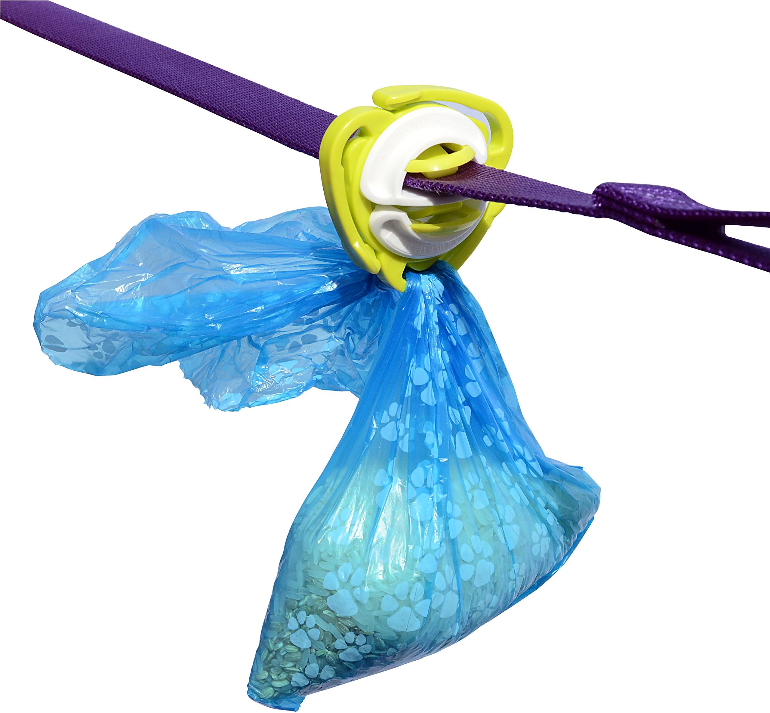 The Fifth Paw, Hands Free Poop Bag Holder Leash Attachment, Lime