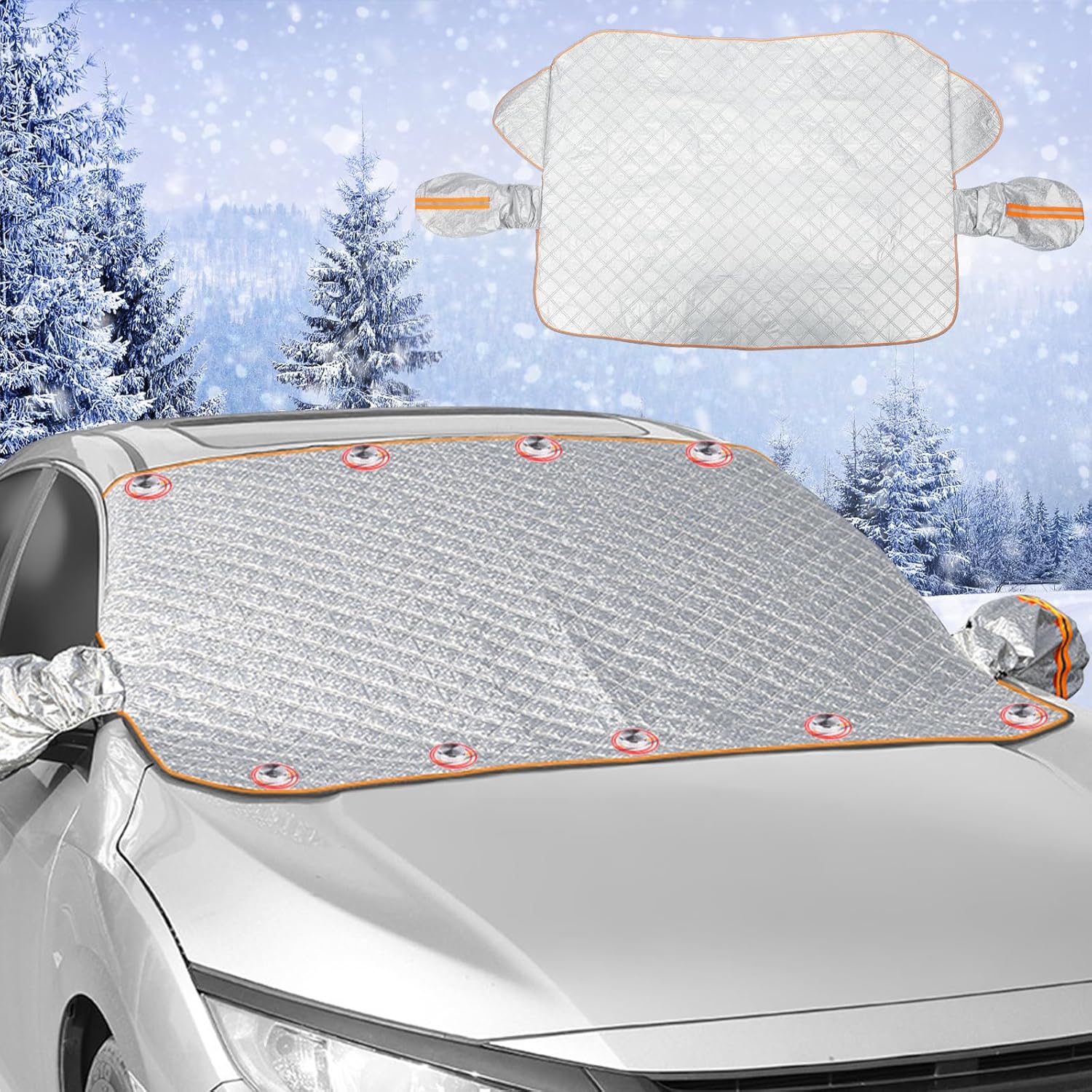 Car Windshield Cover Winter Sun Shade Windscreen Cover with Side Mirror