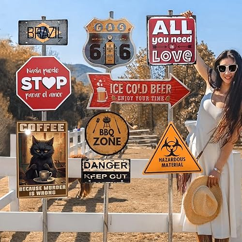 Vista 9 de HORSESBLANKET Cartel de metal retro con texto en inglés Because Murder Is Wrong, divertido cartel de aluminio para cafetería, cocina, club, bar