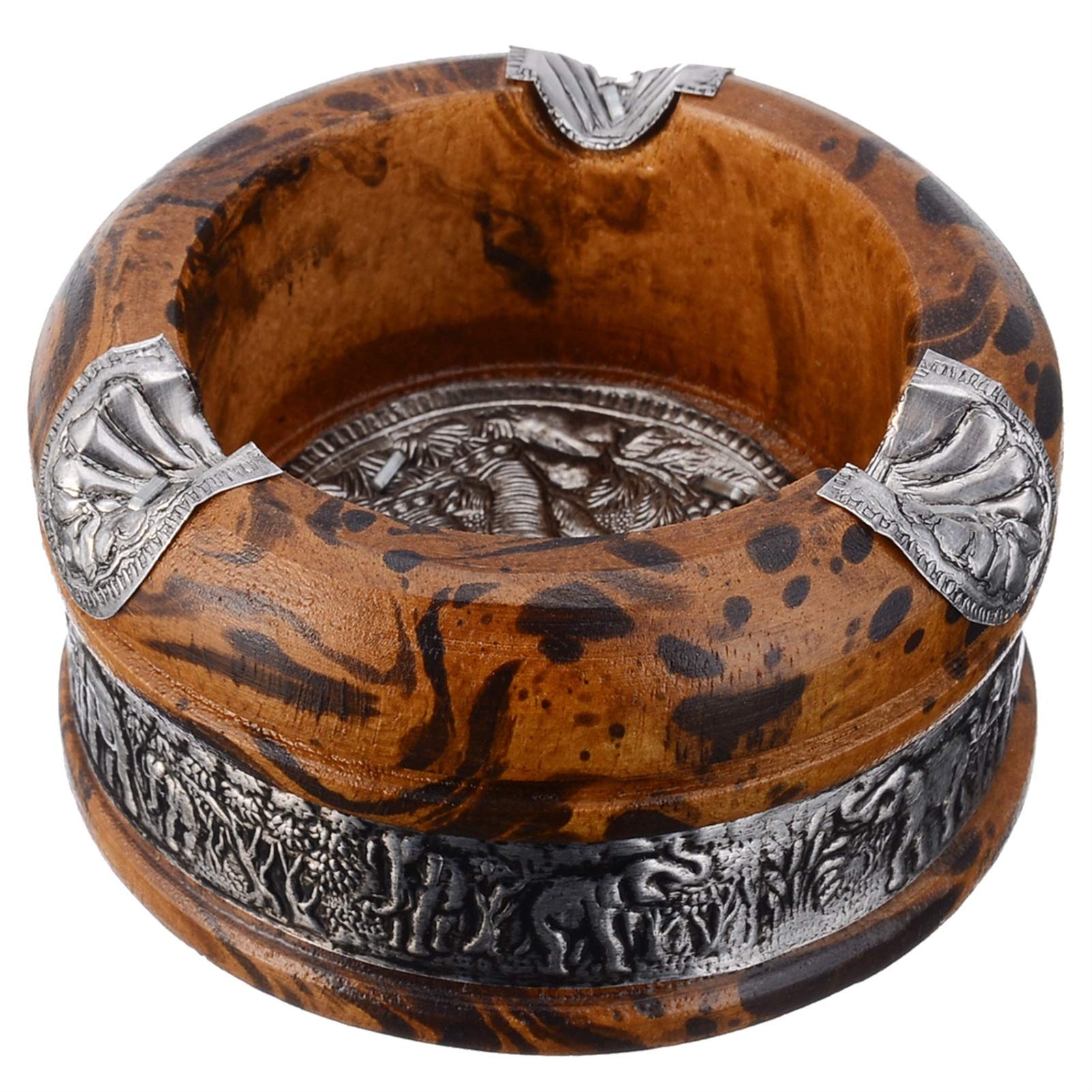 ashtray, Desktop Ashtray 1Set 3Inch Vintage Wood Tray Handmade Smoking Tobacco Cigarette