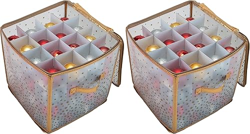 Miniatura 13 de Simplify Caja de almacenamiento para adornos de 64 unidades, plástico, organizador decorativo, contenedor de almacenamiento, rojo, 12 pulgadas de