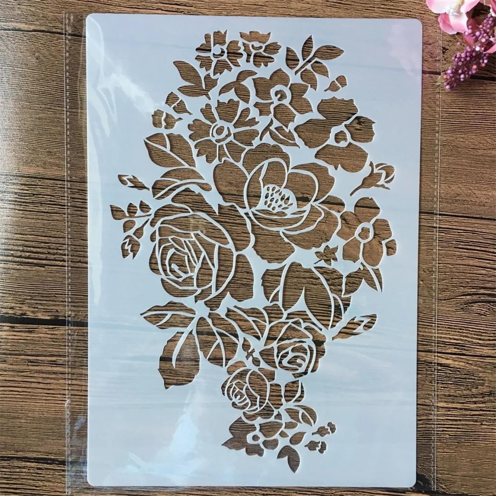 Pochoirs réutilisables A4 fleurs 29 cm pour peinture sur bois et meubles