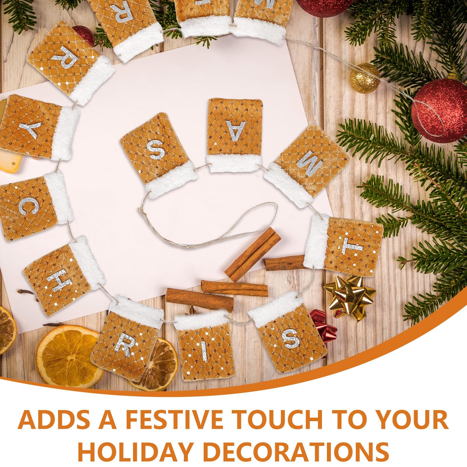 FRCOLOR 3 Pièces Guirlande de Fanions de Noël en Tissu pour Mur Festif