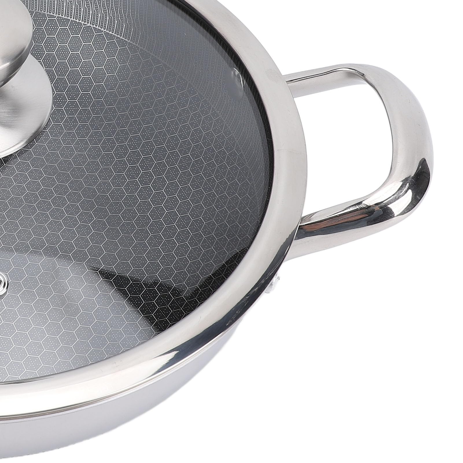 Jeffergarden Poêle à Frire en Acier Inoxydable 316, Poêle Antiadhésive avec Couvercle, à Fond Plat, Poignées Latérales, Répartition Uniforme de la Chaleur pour la Maison, la Cuisine, le Magasin, le