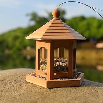 Amazon.com : Liawm Wooden Bird Feeder for Outdoors Hanging, Red