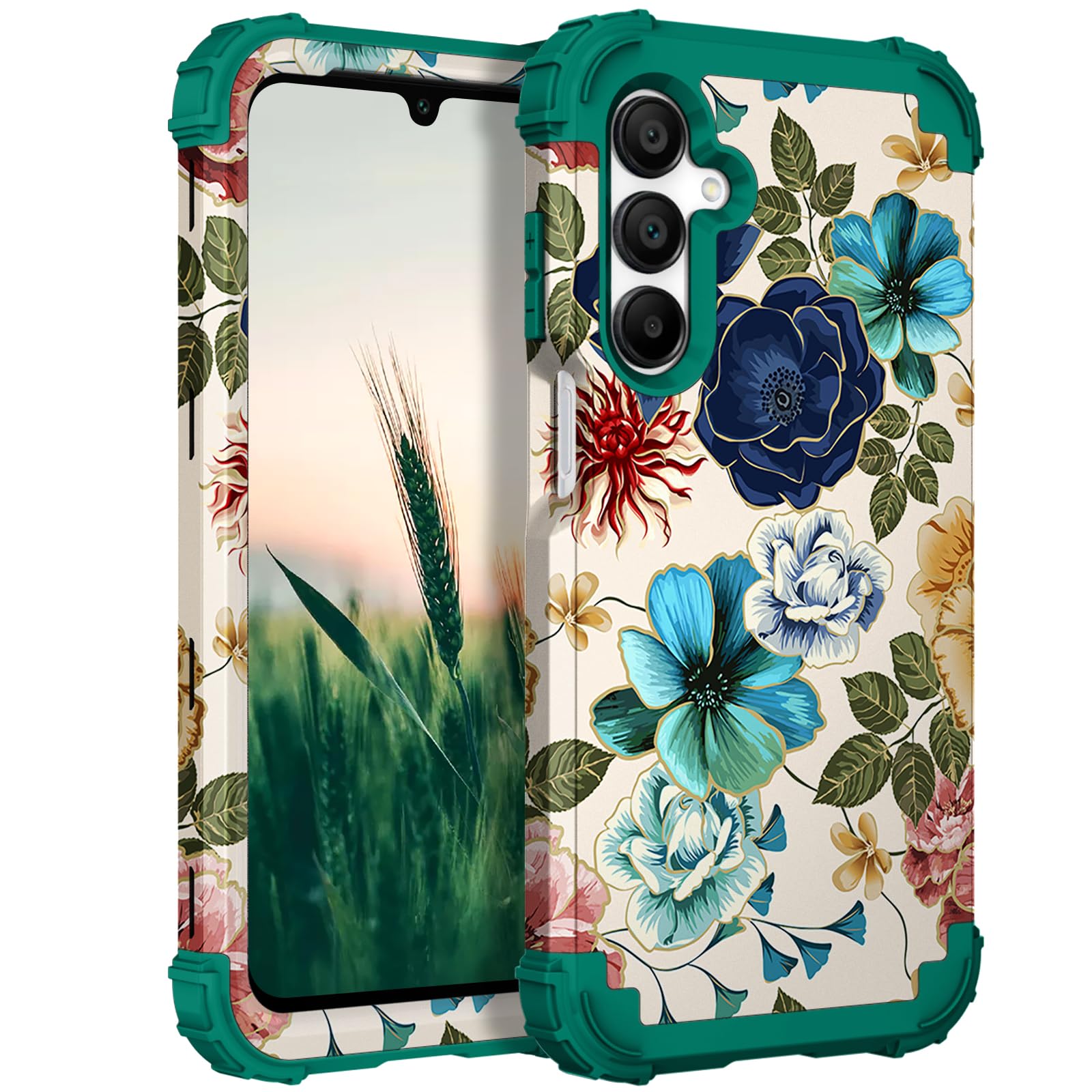 Hocase for Galaxy A16 5G Case, Heavy Duty Shockproof Protection Soft Silicone Rubber Bumper+Hard Plastic Hybrid Protective Case for Samsung Galaxy A16