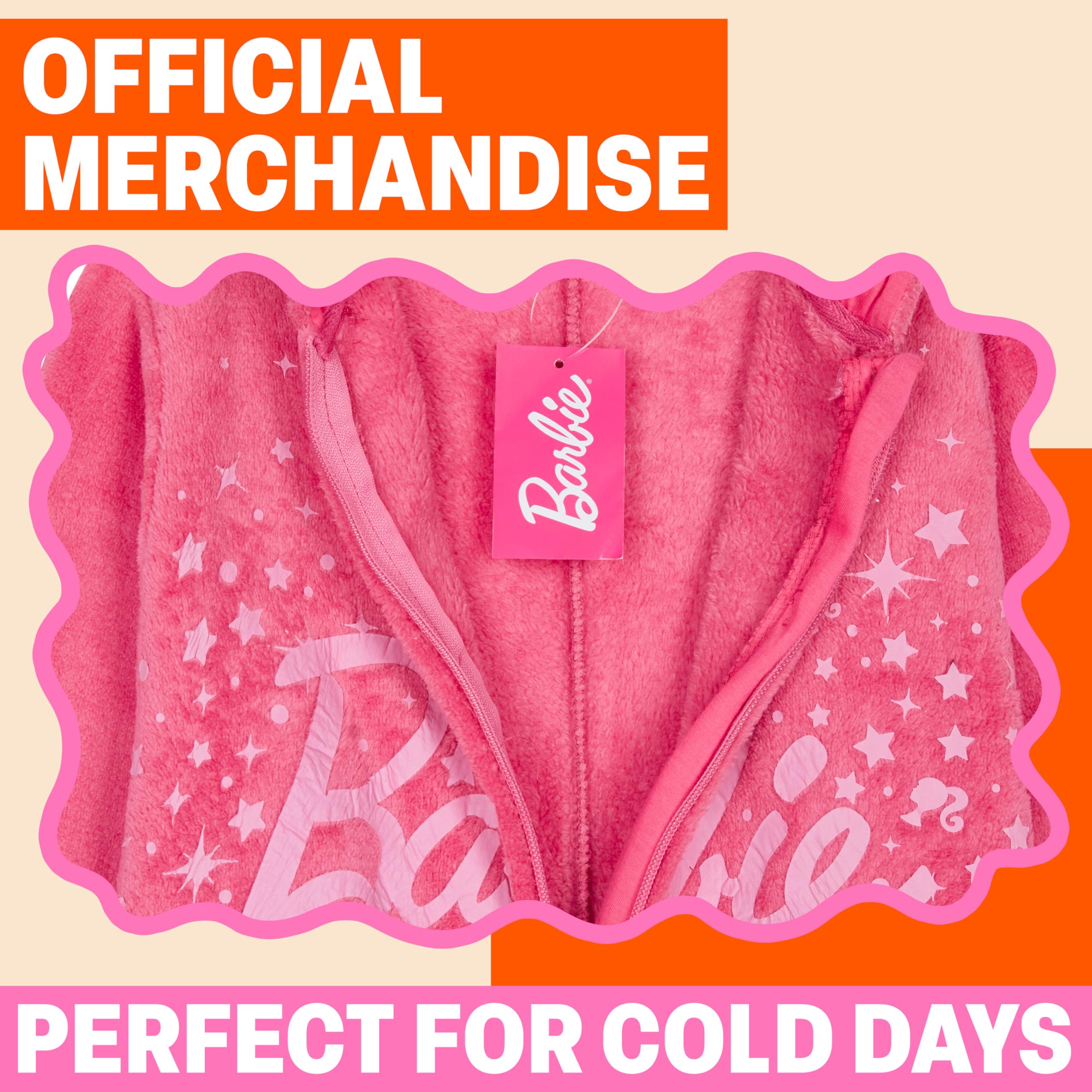 Barbie Combinaison Pyjama Fille, Pilou Pilou Enfant Polaire, Surpyjama avec Capuche - Cadeau Fille et Ado