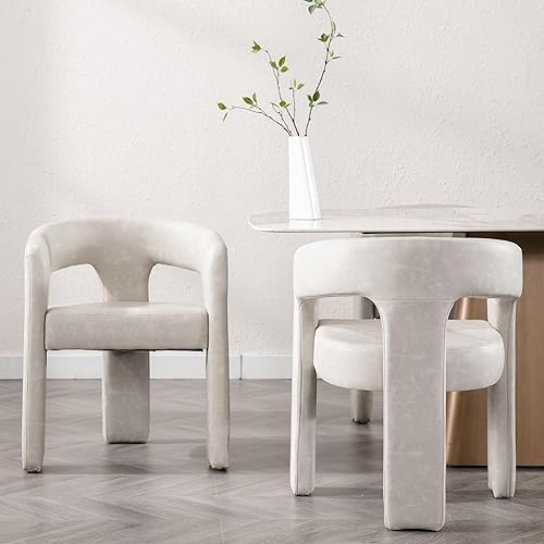 Miniatura 47 de Sillas de Comedor Modernas Tipo Barril Juego de 8, Sillas Laterales de Acento Tapizadas en Terciopelo con Brazos Cómodas Sillas de Tocador de