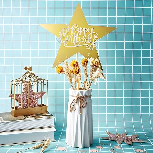 Miniatura 4 de Outus 500 piezas de recortes de estrellas doradas grandes de 11 pulgadas, decoración de estrellas doradas, estrellas de papel con impresión doble