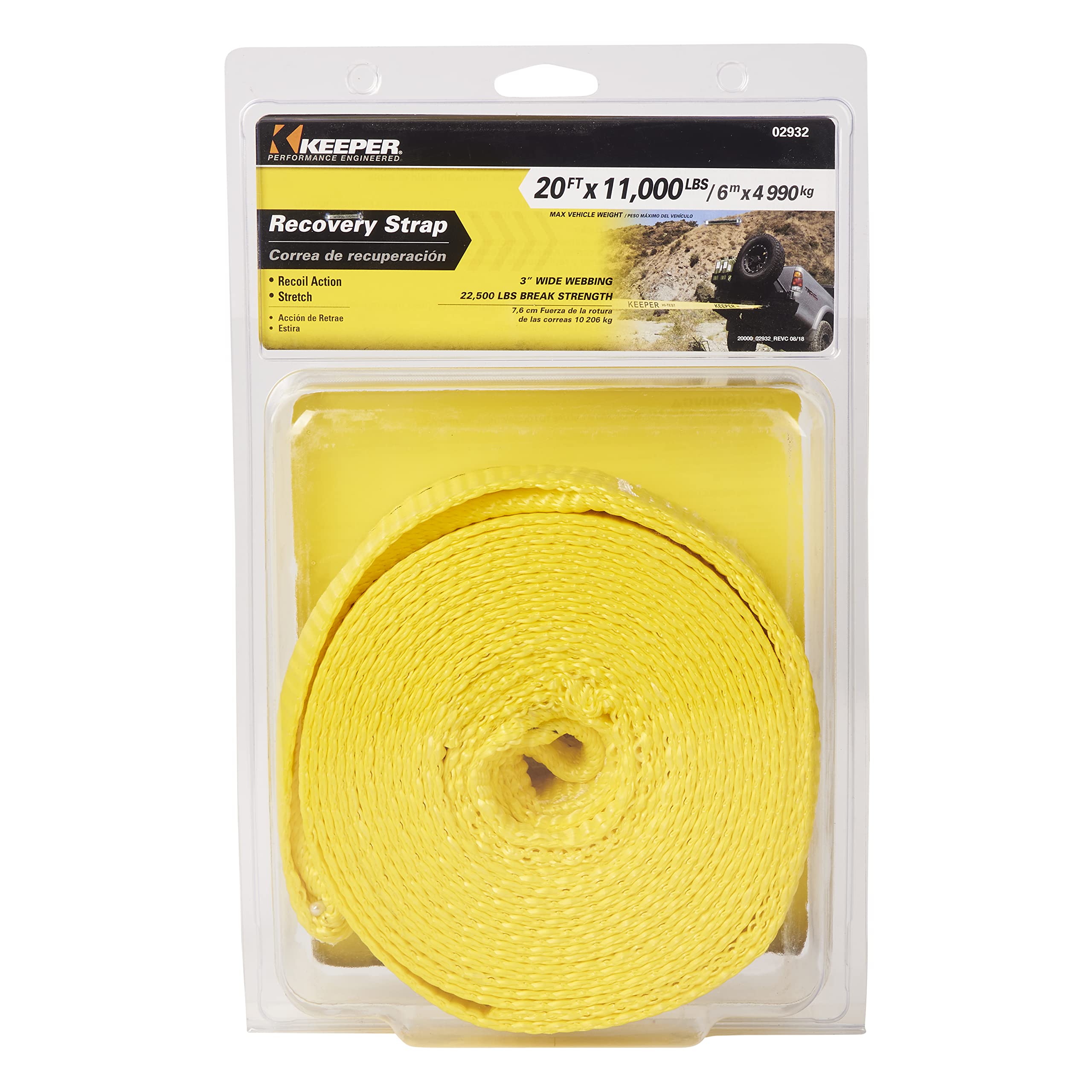 Keeper 02932 7,6 cm x 20' pasek do odzyskiwania pojazdu, pojemność 10 kg