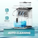 EUHOMY Machine à cubes de glace comptoir avec réservoir d'eau externe, 34Lbs, 16Pcs Prêt 13 Mins, 2 Moyens d'ajouter de l'eau, le nettoyage automatique, avec la glace Scoop & Panier, pour Home/Kitchen/Office/Bar (Noir)