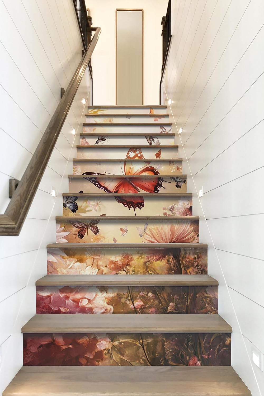 AMAZING WALL Peel and Stick Removable Mother's Day Pink Red Roses Floral Decoration Decor Decals Mural Risers Stairs Self Adhesive Wall Sticker Set 12 PCS