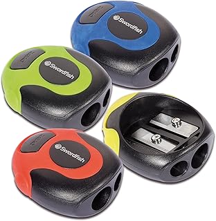 Swordfish ‘Twin Soft Grip’ Double-Hole Pencil Sharpener [Pack of 1] Assorted Colours [40289]