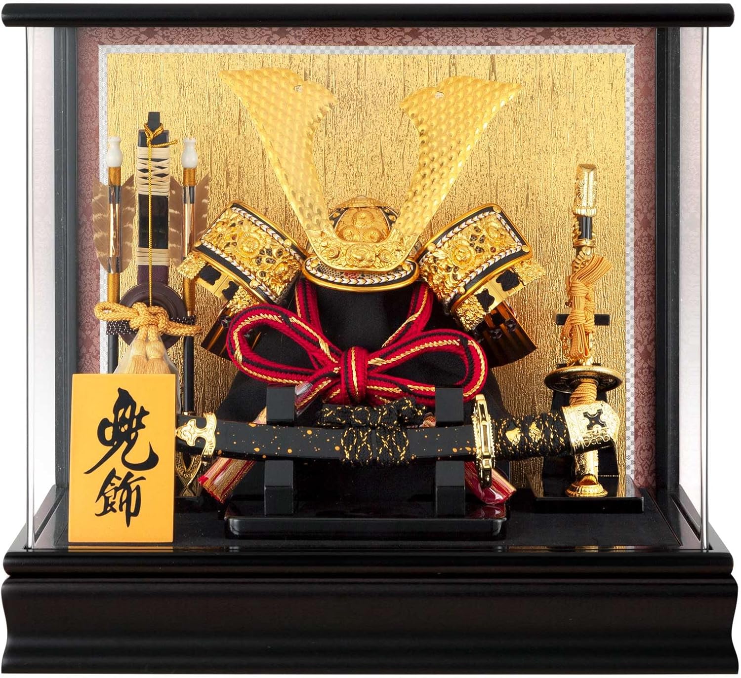 上杉謙信 東京久月 五月人形 兜飾り木目六角パノラマクリルケース入