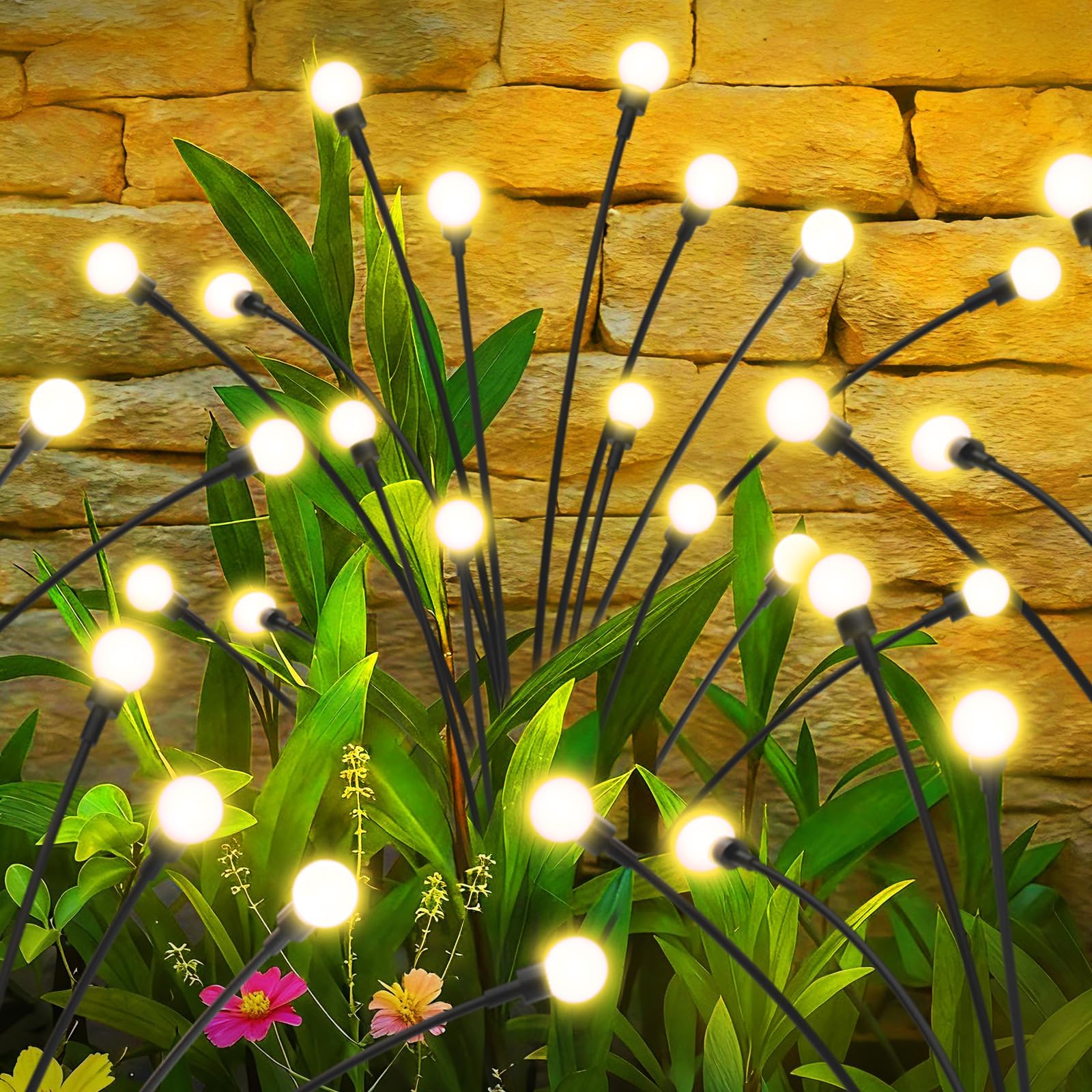 ALSO GO Solar Lights Outdoor, 2 Pack 16 LEDs Firefly Lights, Waterproof Solar Garden Lights, Solar Firefly Lights for Yard Patio Pathway Outdoor Decoration, Gardening Gifts for Women Christmas Decor