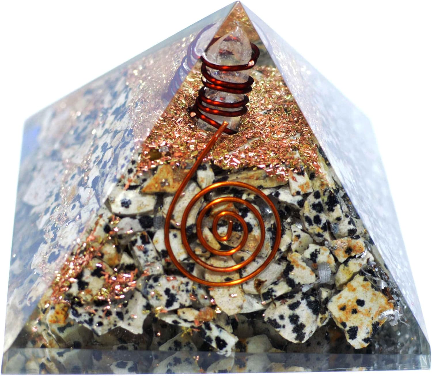 Reiki Stone Gift Dalmation Stone with Pencil Pyramid Chakra