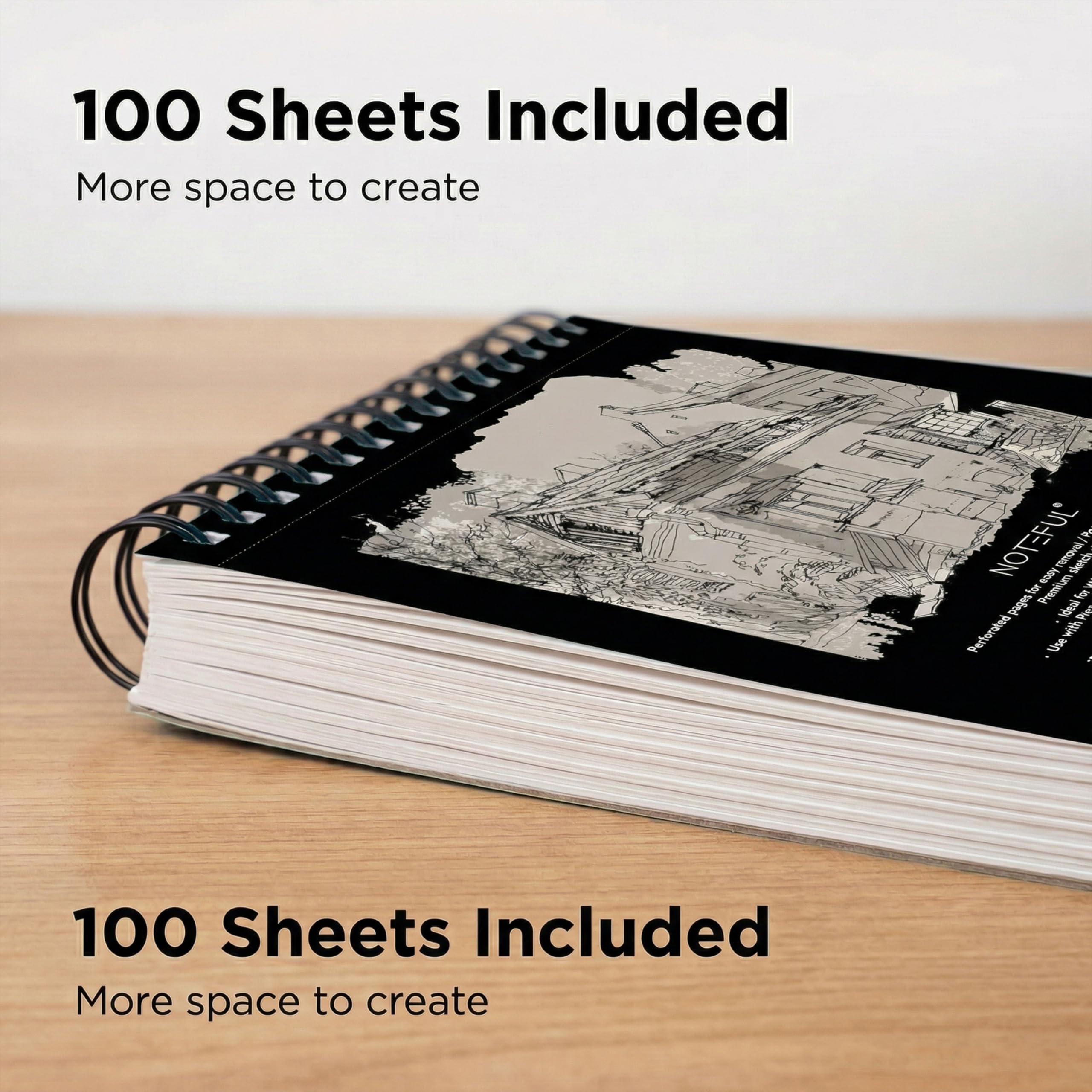 Lot de 2 carnets de croquis à spirales, 100 feuilles de papier à croquis de qualité supérieure, 22,9 x 30,5 cm, bloc de dessin sans acide pour artistes, étudiants et débutants
