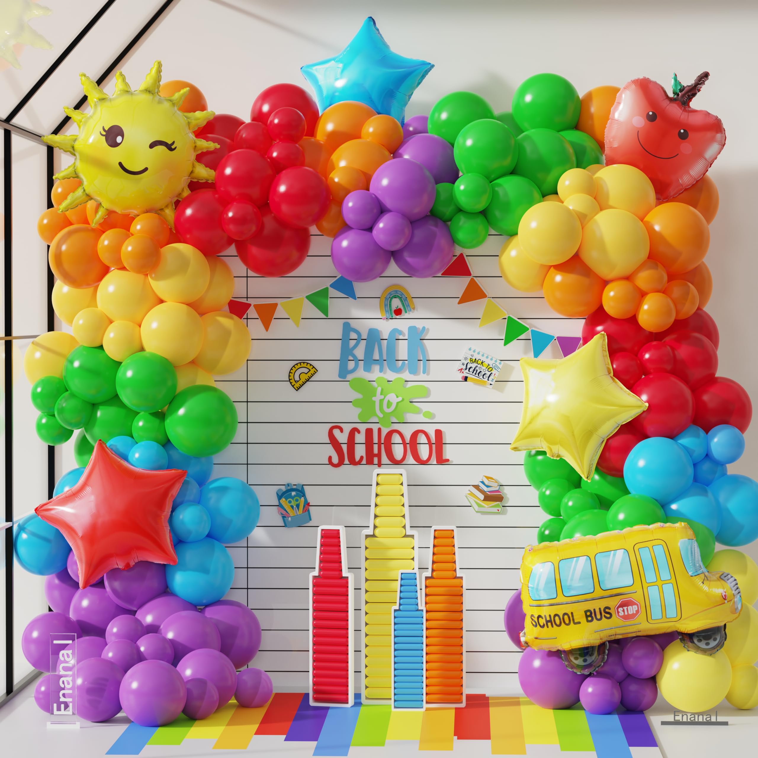 Back to School Balloon Garland Arch Kit, 158pcs Rainbow Balloons With Theme Foil Balloons for Decoration, 100 Days of School Graduation Party Supplies, Classroom Decor