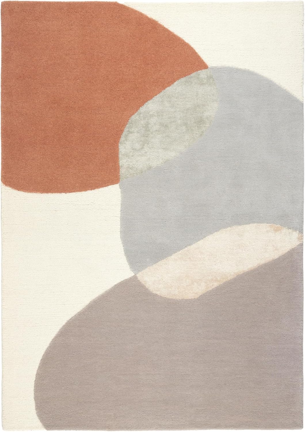 Beige and Rust Abstract Wool and Viscose 5' x 7' Area Rug