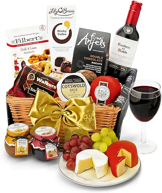 Christmas Gift Basket: Downton Red Wine Hamper with Cabernet Sauvignon & Cheeses