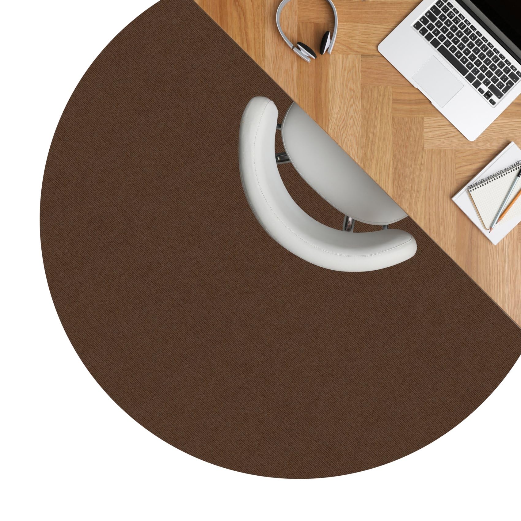 ANRO Alfombra protectora de suelo, alfombrilla antideslizante, para parquet y suelos duros, antideslizante, antideslizante, para suelo duro, Némesis, redonda, 150 cm, chocolate